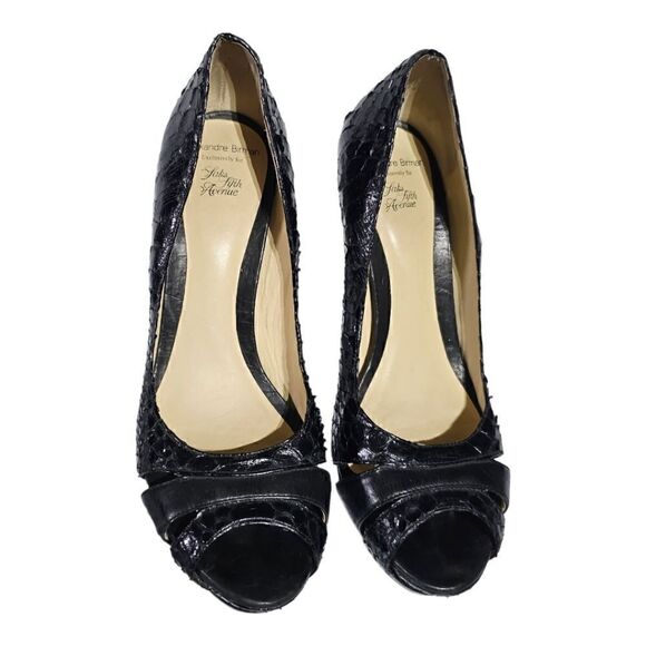 ALEXANDRE BIRMAN Black Python Open Toe Heels - Size 9‎ - Picture 2 of 7